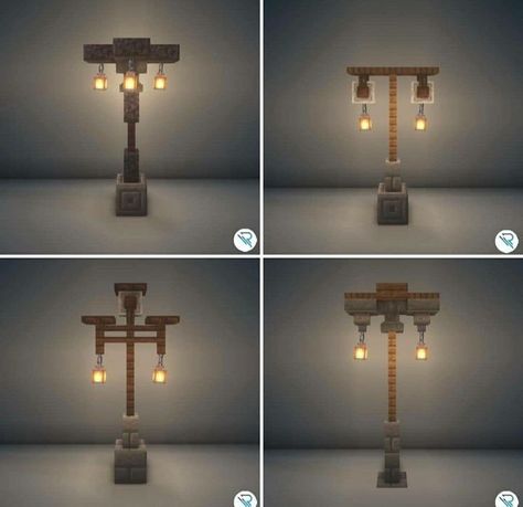 Light Post Minecraft, Minecraft Lamp Ideas, Minecraft Light Ideas, Minecraft Street Lamp, Minecraft Lighting Ideas, Minecraft Lantern, Minecraft Lamp, Minecraft Light, Minecraft Interior