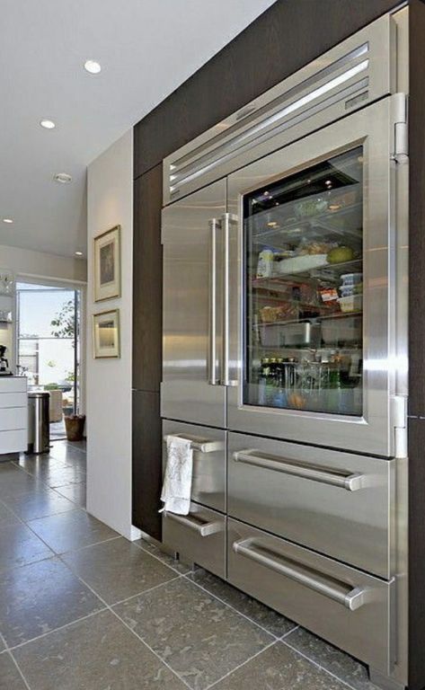 Desain Pantry Dapur, Big Refrigerator, Fridge Design, Kitchen Appliances Design, Desain Pantry, Dream Kitchens Design, Dream House Rooms, Luxury Kitchen Design, Kitchen Inspiration Design