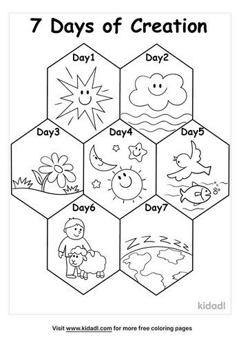 Days Of Creation Coloring Pages, Free Bible Coloring Pages, Creation Coloring Pages, Bible Coloring Sheets, 7 Days Of Creation, Creation Bible, Bible Crafts Sunday School, Sunday School Coloring Pages, Christian Activities