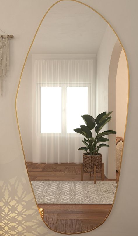 Asymmetrical Mirror, Vanity Mirror, Irregular Mirror, Entryway Mirror, Gold Wall Mirror, Large Mirror, Mirror Wall Décor, Full-length Mirror - Etsy Long Horizontal Mirror, Irregular Shape Mirror, Mirror Wall Decor Living Room, Full Length Mirror Entryway, Vanity Room Decor, Wall Mirror Decor Living Room, Wall Clock Classic, Living Room Wall Designs, Horizontal Mirrors