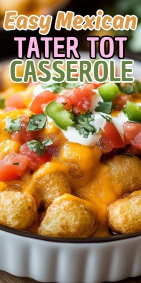 If you’re looking for a fun, hearty, and flavorful meal that the whole family will love, then this Easy Mexican Tater Tot Casserole is just what you need! Combining the… Tator Tot Casserole Mexican, Mexican Tater Tot Casserole, Sweet Potato Tots, Hamburger Casseroles Recipes, Tater Tot Casserole Recipes, Pot Dinners, Tot Casserole, Tater Tot Casserole, Spicy Salsa