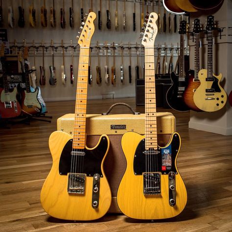 "Butterscotch Blonde now and then...always a classic, on a @fender American Vintage '52 #tele and…" Fender Guitars Telecaster, Telecaster Butterscotch, Vintage Guitars Acoustic, Fender Esquire, Guitar Images, Guitar Fender, Fender Bender, Fender Electric Guitar, Guitar Obsession