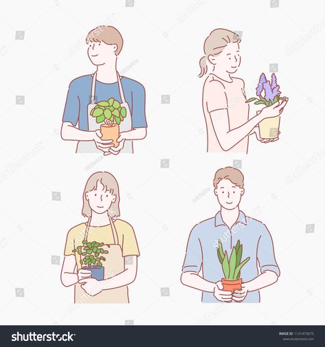 Planting Reference Pose, Holding Object Drawing Reference, Person Holding Plant Reference, Holding Flower Pot Pose Reference, Holding Plant Pose, Holding Pot Reference, Holding Plant Reference, Gesture Reference, Vegetable Drawing