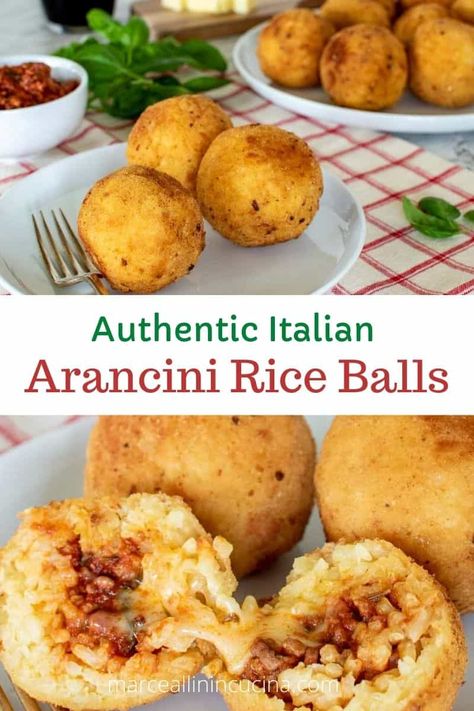 Rice Balls Italian, Arancini Recipe Italian, Indonesian Fried Rice Recipe, Italian Rice Balls Recipe, Italian Rice Balls, Indonesian Fried Rice, Fried Balls, Xmas Appetizers, Arancini Recipe