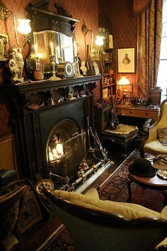 Victorian parlor Victorian Interiors Vintage, Dark Academia Room, Academia Room, Victorian Parlor, Victorian Interior, Victorian Interiors, 221b Baker Street, Gothic Design, Victorian Decor