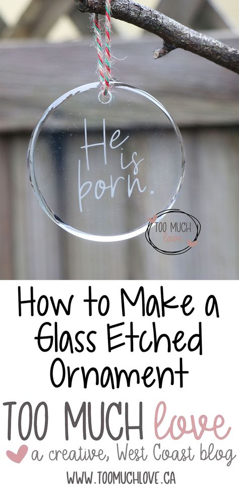 Etched Christmas Ornaments, Personalized Glass Ornaments, Glass Etched Ornaments, Christmas Etching Ideas, Etched Glass Ornaments Diy, Etched Glass Ideas Christmas Gifts, Etched Glass Ideas Easy Diy, Etched Glass Gift Ideas, Etched Christmas Glasses