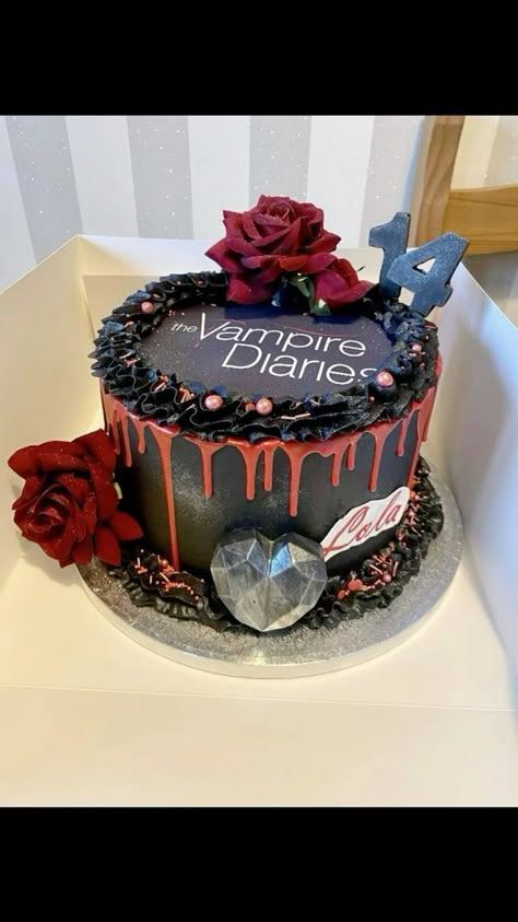 The Vampire Diaires cake #tvd #thevampirediaries #damon #stefan #elena #birthday Damon Salvatore Cake, Vampire Diaries Party Ideas, Tvd Birthday Cake, Tvd Birthday Party Ideas, Vampire Diaries Birthday Party Ideas, Tvd Birthday Party, Vampire Diaries Cake Ideas, Tvd Birthday, Damon Stefan Elena