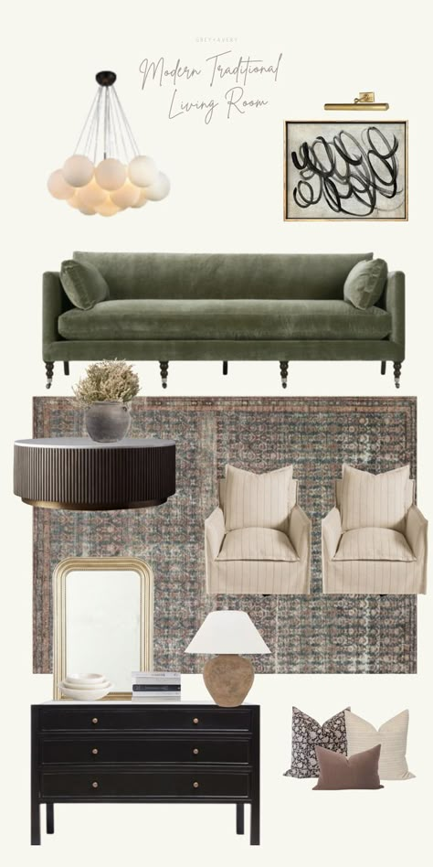 Modern Transitional Living Room Sofas, Oversized Sofa In Small Living Room, Modern Velvet Sofa Living Room, Contemporary Velvet Sofa, Swivel Chairs Dining Room, Jewel Color Interior Design, Abstract Art Living Room Decor, Living Room Inspo Green Sofa, Traditional Sofa In Modern Living Room