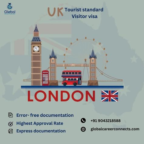 Global Career Connect Travel Over to the UK's iconic landmarks, vibrant culture, and rich history with a hassle-free Tourist Visa from Global Career Connect. Starting at just ₹11,800, we handle the entire application process, ensuring a smooth and swift journey. 🤝 Embassy Fee Documentation: We guide you through the required documents and ensure they meet embassy standards. 🤝 Highest Approval Dates: Our expertise helps you achieve the highest approval rates for your visa application. 🤝 Expres... Uk Visa Approved, Visa Approved, Visa Application, Uk Visa, Iconic Landmarks, Dates, Swift, Vision Board, Career