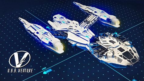 My Starfield ship build: U.S.S VENTURE Starfield Ships, Fantasy Vehicles, Sci Fy, Ship Ideas, Space Ships Concept, Space Engineers, Sci Fi Spaceships, Space Ship Concept Art, Space Stuff