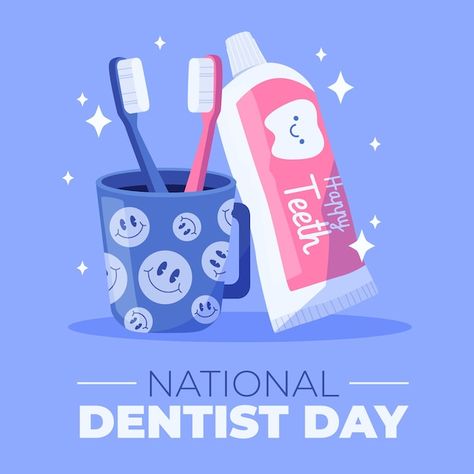 Free vector flat national dentist's day ... | Free Vector #Freepik #freevector #dentist-day #illustrations #doctors-day #flat-illustration Happy National Dentist Day, Happy Dentist Day, Dentist Girl, Dentist Illustration, National Dentist Day, Friday Illustration, Dental Advertising, Dentist Day, Teeth Drawing