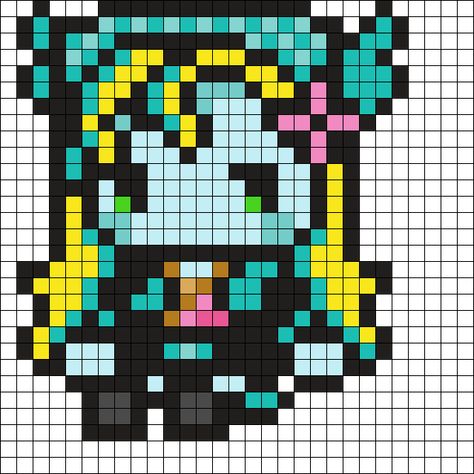 Pixel Art Pattern Monster High, Chibi Perler Beads, Perler Pixel Art, Pixel Art Pattern Characters, Perler Bead Patterns Monster High, Perler Bead Patterns Grid, Cute Perler Patterns, Monster High Perler Beads, Perler Beads Designs Pattern