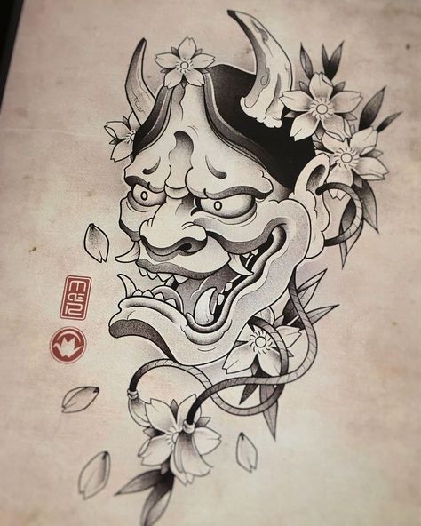 Japanese Geisha Tattoo, Tattoo Chart, Japanese Mask Tattoo, Hannya Mask Tattoo, Japanese Flower Tattoo, Dragon Tattoo Art, Black Tattoo Cover Up, Card Tattoo Designs, Family Tattoo Designs