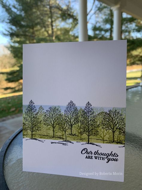 A community site for rubber stamp art, paper craft and scrapbook artists. Row Of Trees, Sympathy Cards Handmade, Silhouette Cards, Tree Stamp, Rubber Stamp Art, Art Paper Craft, Tree Cards, Stamp Art, Birthday Cards Diy