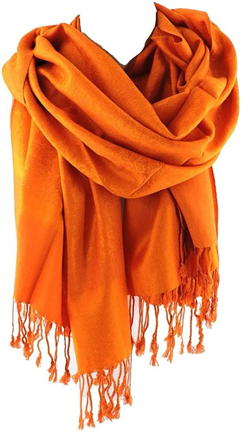 SILVERFEVER Women's Shawl Vintage Jacquard Paisley Pashmina Special Occasion Wrap Evening Scarf Double Sided Stole (Orange) at Amazon Women’s Clothing store Papyrus Cosplay, Paisley Design Pattern, Dnd Ocs, Jack Pumpkin, Shawl Vintage, Bean Sprout, Evening Scarf, Orange Scarf, Orange Outfit