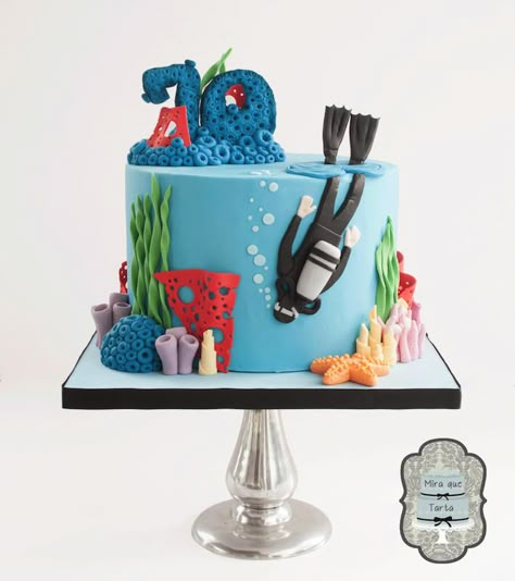 Scuba Cake, Ocean Cakes, Nautical Cake, Shark Cake, Sea Cakes, Beach Cakes, Cupcakes Decorados, Summer Cakes, Fish Cake