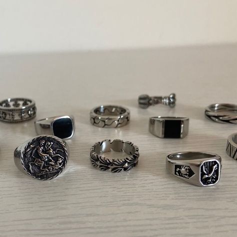 Grunge Men Jewelry, Mens Alternative Jewelry, Male Jewelry Aesthetic, Men’s Jewellery, Men Jewelry Aesthetic, Men’s Jewelry, Male Fashion Accessories, Jewelry Accessories Men, Male Rings