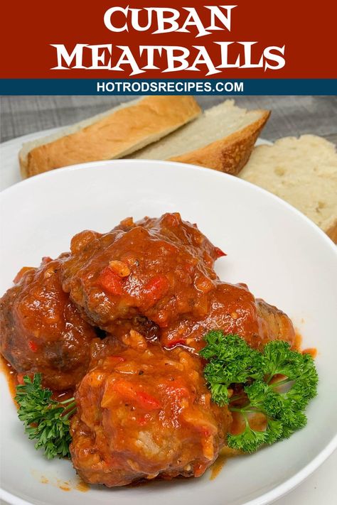 Traditional Cuban Meatballs (Albondigas) Authentic Cuban Picadillo Recipe, Albondigas Recipe, Meatball Dish, Classic Meatballs, Veg Crispy, Picadillo Recipe, Meatball Dishes, Dinner Party Dishes, Cuban Food