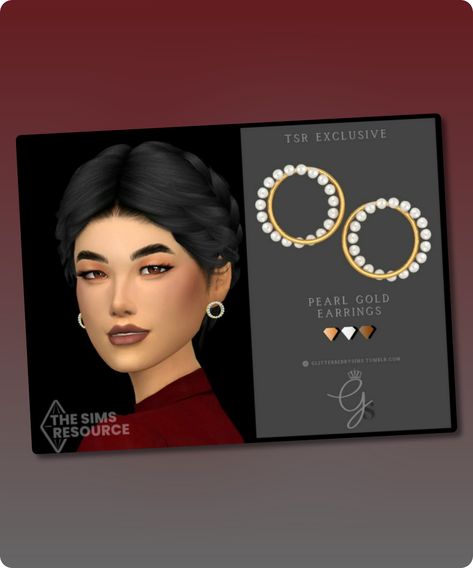 Sims 4 Jewelry CC: Pearl Gold Earrings By Glitterberryfly Sims 4 Jewelry Cc, Sims 4 Jewelry, Gaming Jewelry, Pearl Gold Earrings, Gold And Pearls, Sims 4 Cc Download, Model Nails, Best Sims, Hair Food