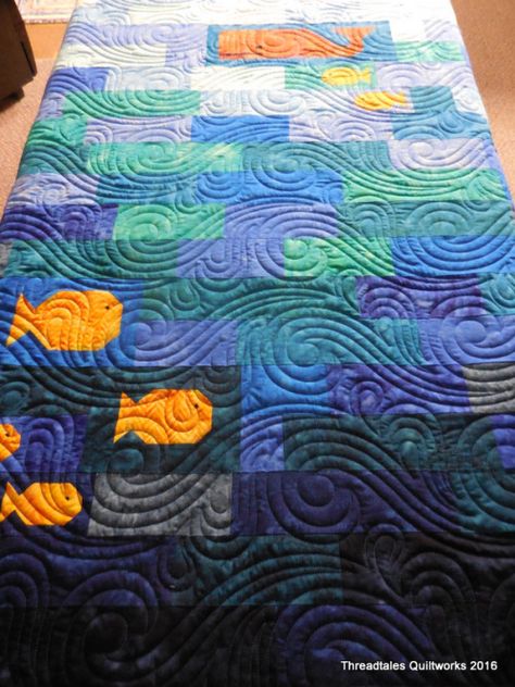 DSCN2218 Ocean Baby Quilt, Quilting Stitch Patterns, Ocean Quilt, Long Arm Quilting Patterns, Free Motion Designs, Fish Quilt, Sea Quilt, Free Motion Quilting Patterns, Freemotion Quilting