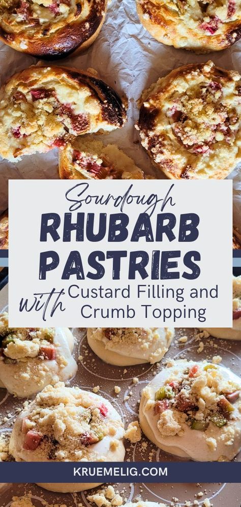 Sourdough Rhubarb Recipes, Rhubarb Pastry, Rhubarb Sourdough, Sourdough Rhubarb, Sourdough Pastries, Sourdough Pastry, Sourdough Waffle Recipe, Rhubarb Custard Bars, Sourdough Ideas