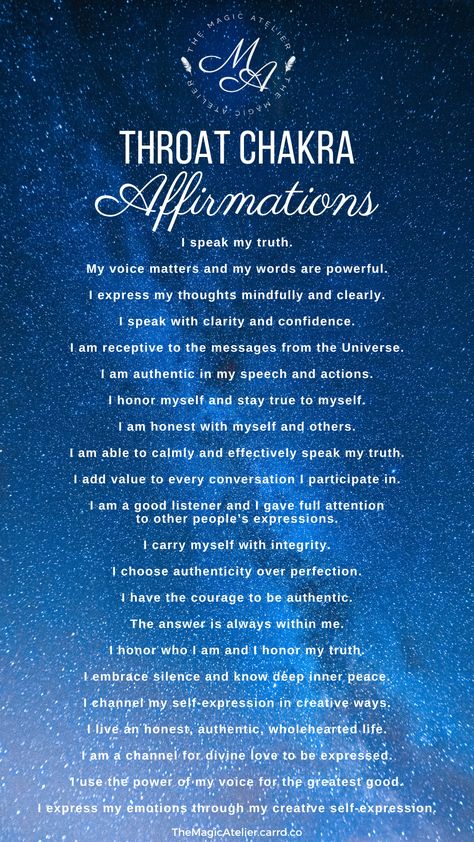 Affirmation For Chakras, Chakra Manifestation, Chakra Mantras, Throat Chakra Activities, Chakras Affirmations, All Chakras Affirmations, Open Throat Chakra, Chakra Affirmations Wallpaper, Unblocking Throat Chakra