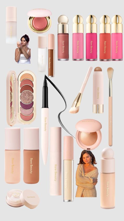 #rarebeauty #rarebeautyblush #rarebeautyselenagomez #selenagomez Rare Beauty Reminder, Rare Beauty Cosmetics Aesthetic, Rare Beauty Makeup Collection, Selena Gomez Makeup Routine, Rare Beauty By Selena Gomez, Preppy Makeup, Makeup Bag Essentials, Makeup Accesories, Makeup Is Life