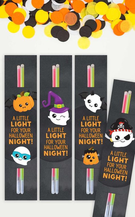 Purchase Halloween Glow Stick Cards Monster Treats, Halloween School Treats, Halloween Goodie Bags, Halloween Treats For Kids, Candy Halloween, Classroom Treats, Halloween Favors, Glow Stick, Kids Print