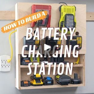 DIY battery Charging Station | By The DIY Life with AnikaFacebook Diy Wood Phone Charging Station, Battery Charging Station Ideas, Battery Charger Station, Mobile Charging Station, Garage Inspiration, Battery Charging Station, Camera Battery, Diy Life, Charging Station