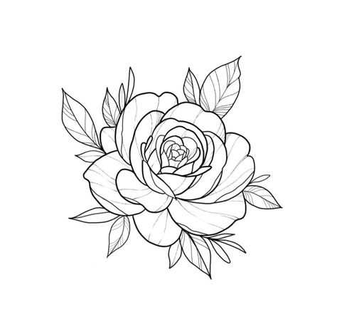 Female Tattoo Designs For Women, Tattoo Crane, Traditional Tattoo Outline, Flower Tattoo Stencils, Rose Tattoo Stencil, Rose Drawing Tattoo, Rose Stencil, Tato Henna, Tattoo Outline Drawing