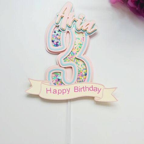 "Start your birthday party off right with this personalized shaker cake topper!  This cake topper is perfect for any birthday party decoration.  So get your party started today with this festive cake topper! The colors and text (ex.name, age or message) can be personalized to match your party theme.  If no personalization request is noted, it will ship as in the photo.  If you have any requests or questions about personalization, please message me before ordering. Product size: about 8\" (L) without the stick" Circuit Birthday Ideas, Ice Skating Cake Topper, Cake Shaker Topper, Cricut Cake Topper, Ice Skating Cake, Birthday Stand, Fiesta Bluey, Kids Cake Toppers, Cake Toppers Birthday