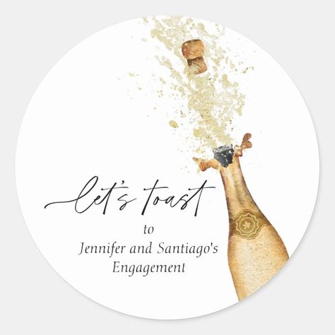 Pinterest Party Crafts, Engagement Party Balloons, Couples Engagement Party, Gold Champagne Bottle, Surprise Engagement Party, Seal Envelopes, Surprise Engagement, Champagne Party, Couples Shower Invitations