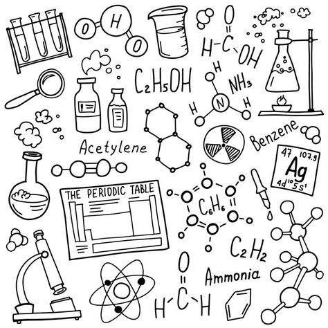 Chemistry Design Ideas, Chemistry Symbols, Science Art Drawings, Engineering Symbols, Chemistry Drawing, Science Subject, Chemistry Design, Student Clipart, Science Symbols