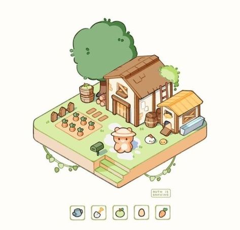 Drawing Tiny, Chibi Games, Isometric Map, Tiny Animals, Isometric Drawing, Farm Games, Cute Laptop Wallpaper, Isometric Art, Isometric Design