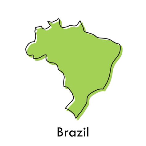 Brazil map - simple hand drawn stylized concept with sketch black line outline contour. country border silhouette drawing vector illustration Brazil Map Outline, Brazil Map Illustration, Brazil Drawing, Map Of Brazil, Brazil Map, Brazil Country, Silhouette Drawing, Map Outline, Drawings Ideas