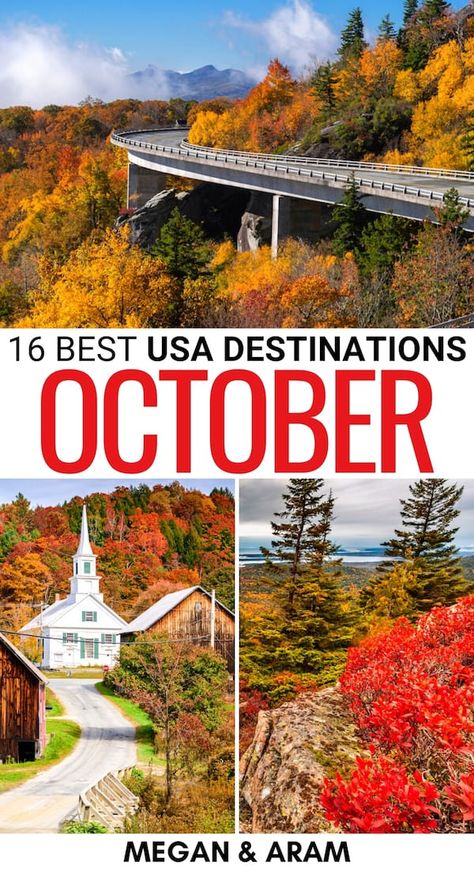 Ohio Fall Trips, October Trips In Usa, Things To Do In Oregon Fall, Best October Vacations, Maine October, Blue Ridge Parkway Fall, 15 Anniversary, Fall Foliage Trips, Utah Fall