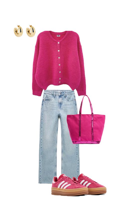 #pink #outfit #vanessabruno #zag #zara #jean #gazelle #adidas Adidas Gazelle Pink, Adidas Gazelle Outfit, Gazelle Adidas, Over 60 Fashion, Adidas Pink, 60 Fashion, Current Styles, Casual Chic Outfit, Casual Work Outfits