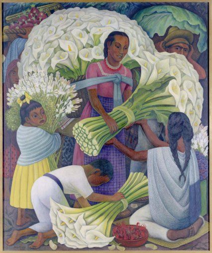 Diego Rivera - Vendedora de flores (Flower Vendor) Diego Rivera Art, Flower Vendor, Frida And Diego, Large Oil Painting, Hand Painted Wall Art, Hur Man Målar, Diego Rivera, Print Flower, Oil Painting Reproductions