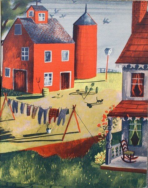 Roger Duvoisin, Clothes Lines, Arte Folk, Clothes Hanging, Wash Day, Children's Book Illustrations, Children's Illustration, Laundry Day, Children's Picture Books