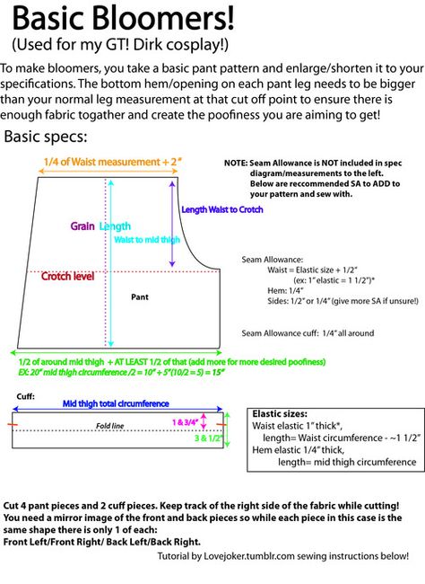 Bloomer Pants Pattern, Long Bloomers Pattern, How To Sew Bloomers, Diy Bloomers, Bloomers Sewing Pattern, Bloomer Pattern, Bloomers Pattern, Costume College, Diy Ruffle
