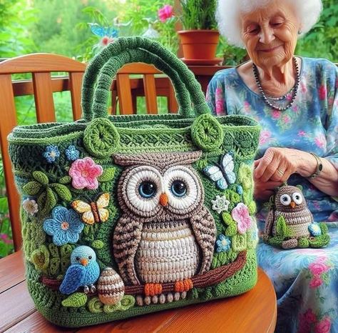 Owl Crochet Pattern Free, Circle Vest, Owl Handbag, Crochet Circle, Owl Crochet Patterns, Owl Bag, Crochet Bag Pattern Free, Crochet Owl, Crochet Circles