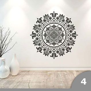 Easy stenciling Instructions with pictures! Learn How To Stencil from Pros Wall Stencil Designs, Stencils For Walls, Large Mandala, Mandala Decals, Brick Accent Walls, Stencils Tutorials, Stencil Fabric, Easy Diy Decor, Stencil Projects