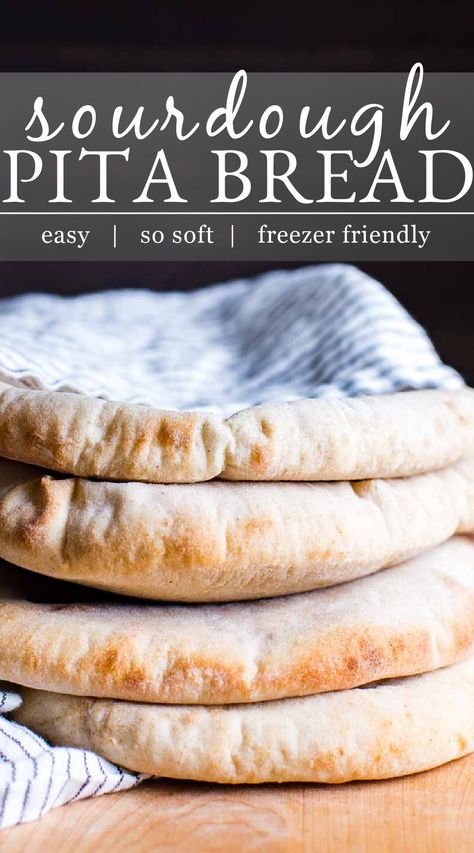 Sourdough Pita Bread, Sourdough Pita, Pane Pita, Homemade Pita, Homemade Pita Bread, Pita Bread Recipe, Pita Recipes, Sourdough Starter Discard Recipe, Naan Recipe