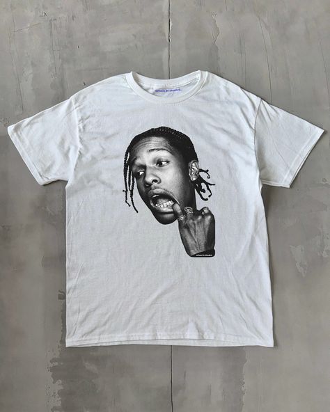 ASAP Rocky T-shirt  Our newest tees just added to the site 💲💋🌸 Available as baby tees or classic unisex tees. whenindoubt.co Stamped Shirt, Asap Rocky Shirt, Asap Rocky T Shirt, Asap Rocky, Mens Outfit Inspiration, Baby Tees, Aesthetic Shirts, Slogan Tee, Customise T Shirt