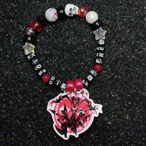 imp jingle kandi charm bracelet! 🩷🌸❤️🌸🧡🌸💛🌸💚🌸💙🌸💜 🎀 sold! ♡ approx. 7 inches around the wrist! string is stretchy but please do not pull extremely hard, it may snap! ♡ handmade with love by me! ♡ freebies with every order! thank you for your support <33 🩷🌸❤️🌸🧡🌸��💛🌸💚🌸💙🌸💜 shares are greatly appreciated! you are helping me grow my small business <3 PLUR!! 🌈 #kandi #beadedbracelet #beadedbracelets #handmadejewelry #beadbracelets #jewelry #bracelets #helluvaboss #hazbinhotel #hellaverse #helluvabo... Cute Kandi Bracelets, Kandi Charms, Diy Kandi Bracelets, Diy Kandi, Kandi Bracelets, Help Me Grow, General Crafts, My Small Business, Bracelet Ideas