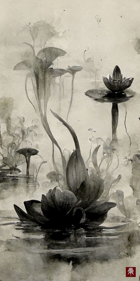 Chinese Text Wallpaper, Painting Lotus, Lotus Wallpaper, Japanese Ink Painting, Ink Wash Painting, Chinese Landscape Painting, Chinese Art Painting, Lotus Art, Japanese Art Prints