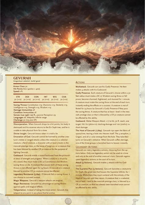 Angel Dnd 5e, Dnd 5e Homebrew Gods, Dnd God Stat Block, Encounter Ideas Dnd 5e, Dnd Homebrew Gods, Dnd God Stats, Dnd Angel, Dnd Gods, Guerriero Samurai