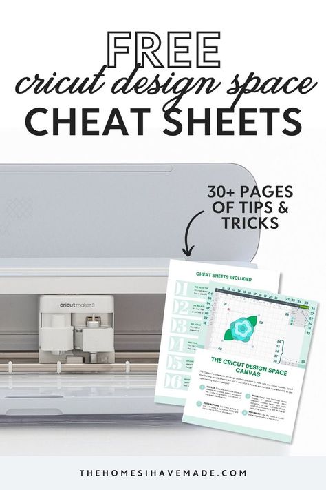 Cricut Maker 3 machine shown with Cricut Cheat Sheet screenshots and a text overlay. Design Space Cheat Sheets, Cricut Apps, Cricket Joy Projects Craft Ideas, Cricut Cheat Sheets, Cricut Explore Air Projects, Cricut Help, Organization Bullet Journal, Free Cricut, Cricut Projects Beginner