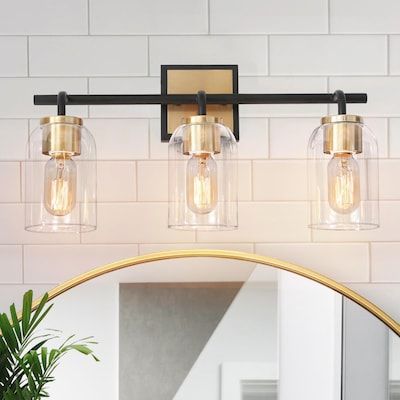 Vanity Lights - Bed Bath & Beyond Modern Farmhouse Bathroom Vanity, Farmhouse Vanity Lights, Farmhouse Vanity, Farmhouse Bathroom Vanity, Finished Bathrooms, Contemporary Vanity, Modern Farmhouse Bathroom, Bathroom Vanity Light, Gold Bathroom