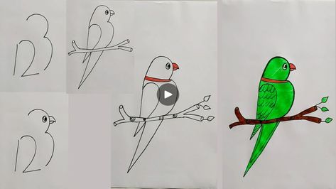 663K views · 9.3K reactions | How to draw a parrot with 123 number for kids | How to draw a parrot with number 123 easy for kids | Easy parrot drawing | By Priyanka creative guruFacebook Easy Parrot Drawing For Kids, Parrot Drawing For Kids, Parrot Drawing Easy, Draw A Parrot, Number For Kids, Parrot Drawing, Pencil Drawings Easy, Easy Kids, Drawing For Kids